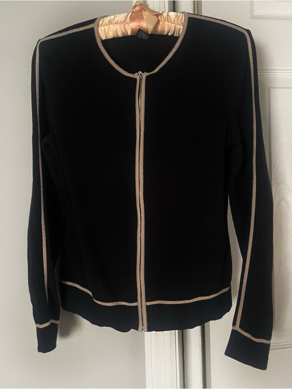 Geoffrey Beene black zip up cardigan size M